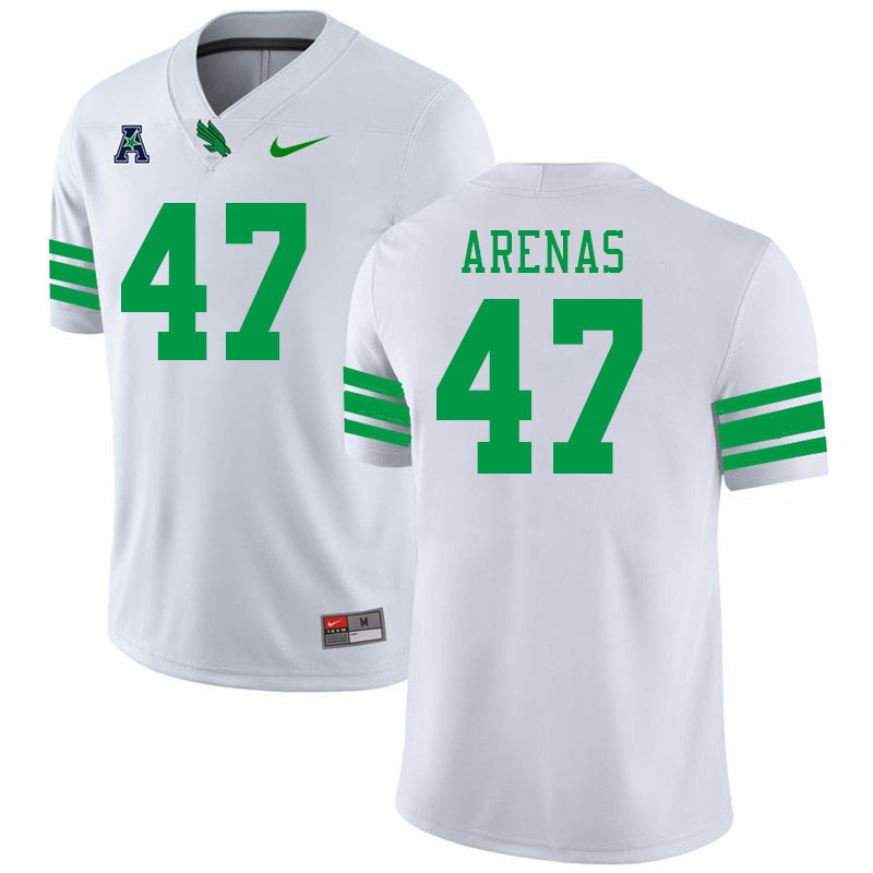 #47 Miguel Arenas North Texas Mean Green College Football Jerseys Stitched-White